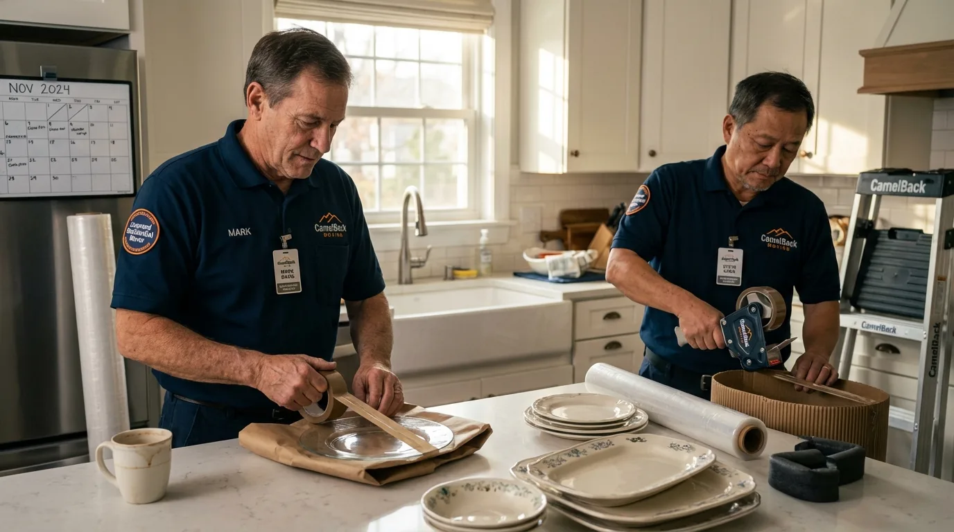 Professional crew packing kitchen dishware in Winchester, KY
